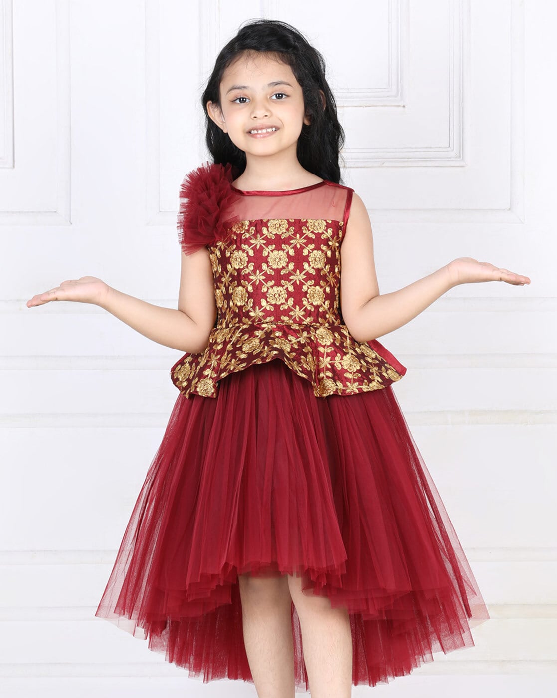 Buy Maroon Dresses & Frocks for Girls by TOY BALLOON Online | Ajio.com