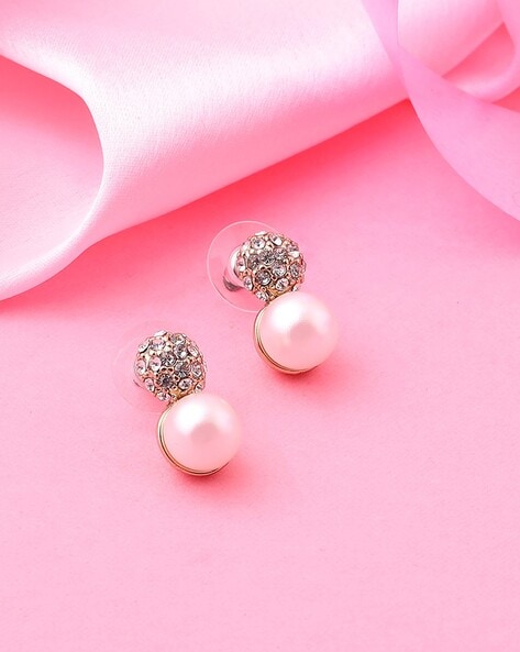Pearl And AD Studded Tops Earrings