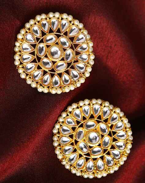 PANAASHE - RAJASTHANI Kundan Brass and Kundan Stud Earrings for Women &  Girls, Gold : Amazon.in: Fashion