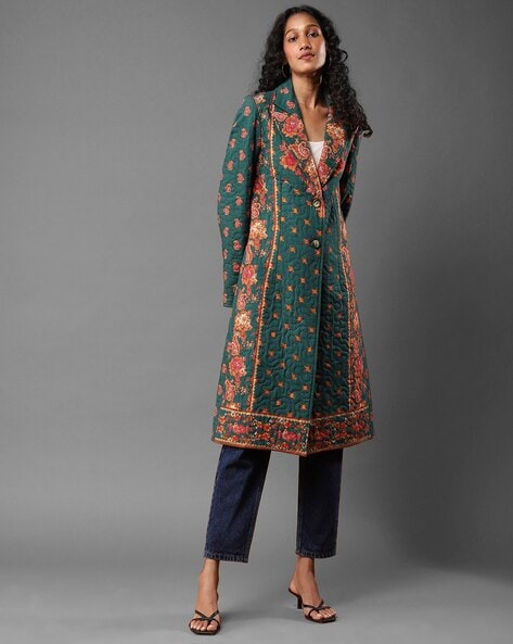 Set Of 3:Pakshi Indigo Front-Tie Jama Long Coat, Angrakha Kurta & Pala –  TJORI