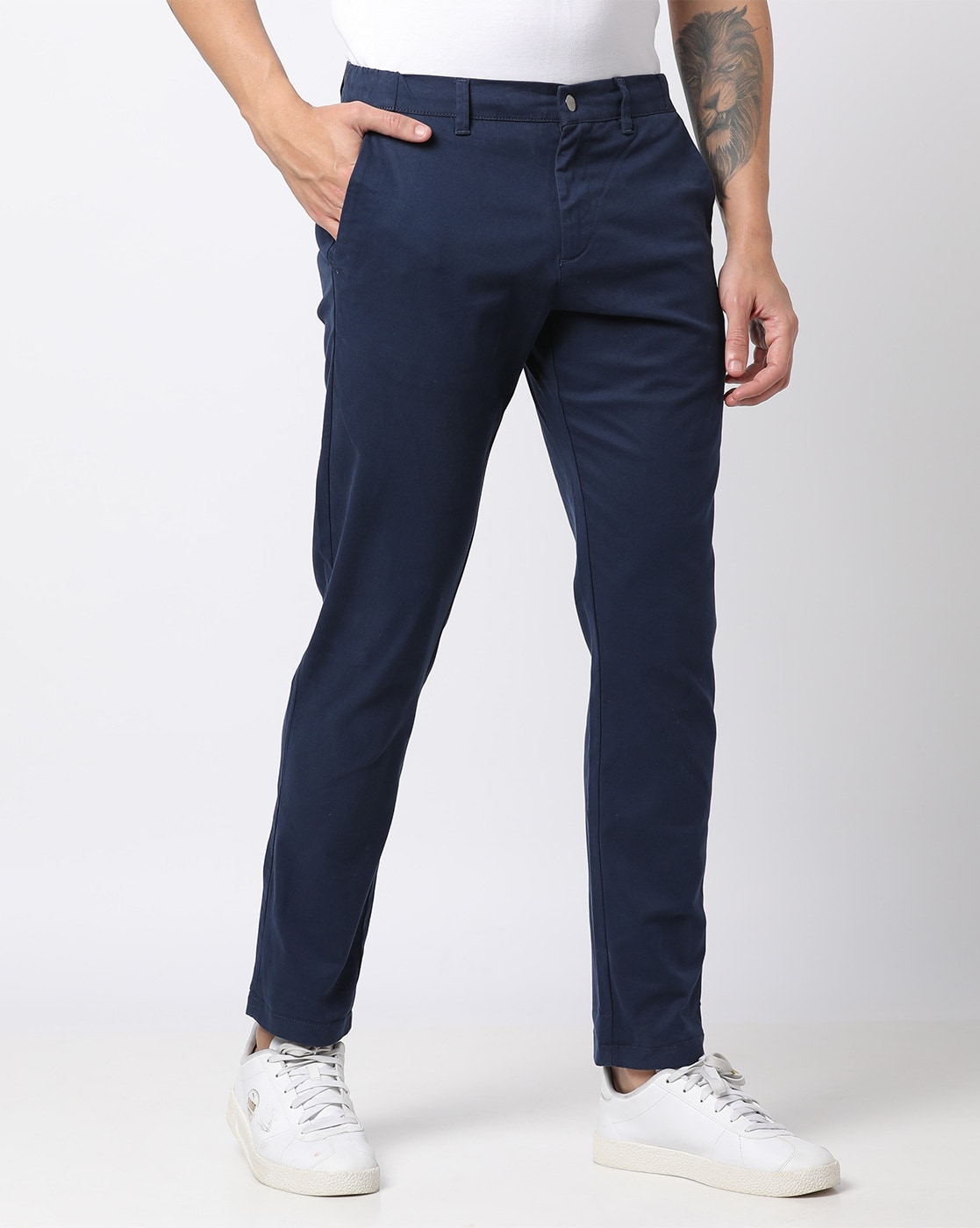 Buy Cliths Navy Blue Formal Pants for Men Slim FitFlat Front Fromal  Trousers for Men Cotton at Amazonin