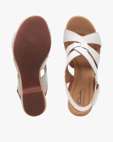 Clarks white best sale wedge sandals