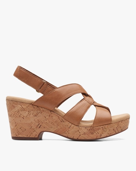 Women's Clarks Sandals | Brown Block Heel | Leather Platform