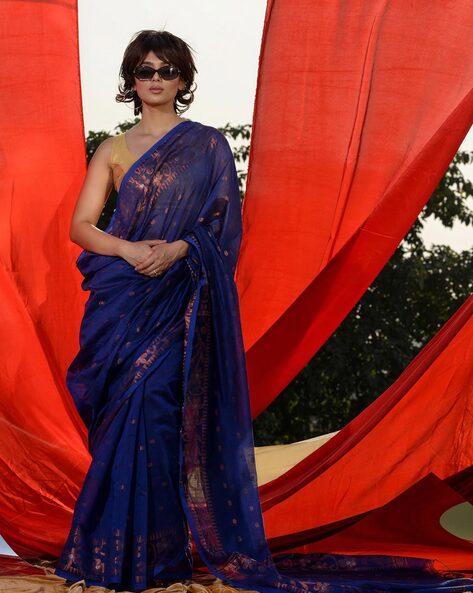 Buy Teal & Red Sarees for Women by Charukriti Online