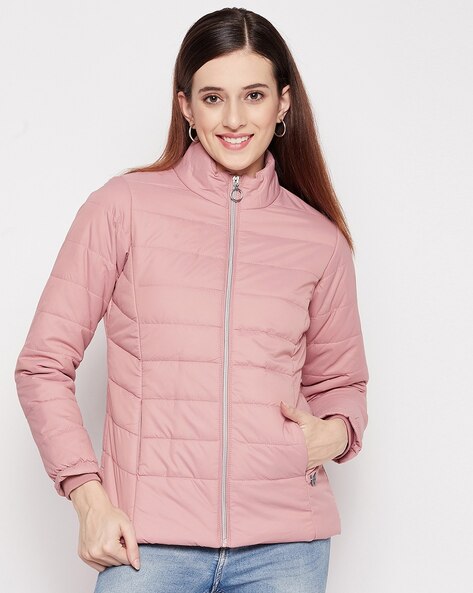 Polyester Hooded Ladies Pink Winter Jacket, Size: Large at Rs 800/piece in  Ludhiana