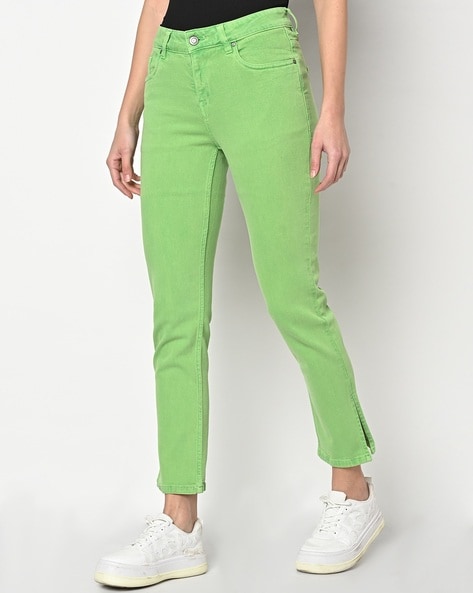 High Rise Jeans with Vented Hems