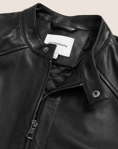 Autograph M And S Ladies Leather Jacket Biker Jacket With Front
