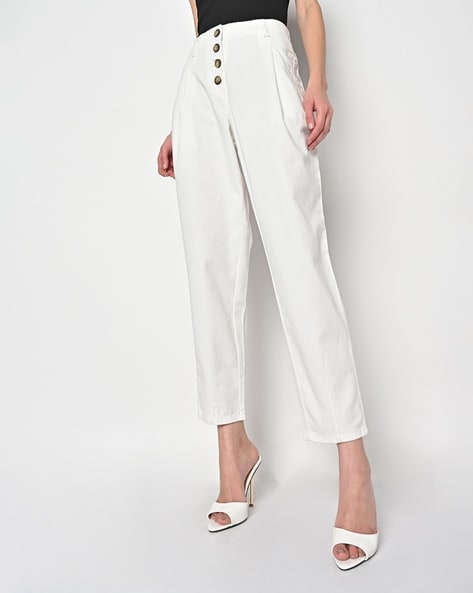 SNAP BUTTON PANTS  OFF WHITE