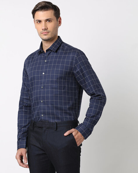 Buy Navy Blue Shirts for Men by NETPLAY Online