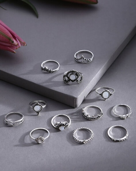 Buy Silver-Toned Rings for Men by Crunchy Fashion Online | Ajio.com