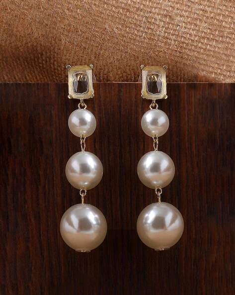 Buy White & Gold-Toned Earrings for Women by Sohi Online | Ajio.com