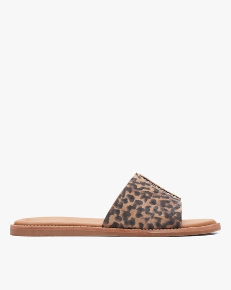 Leopard print best sale slide on shoes