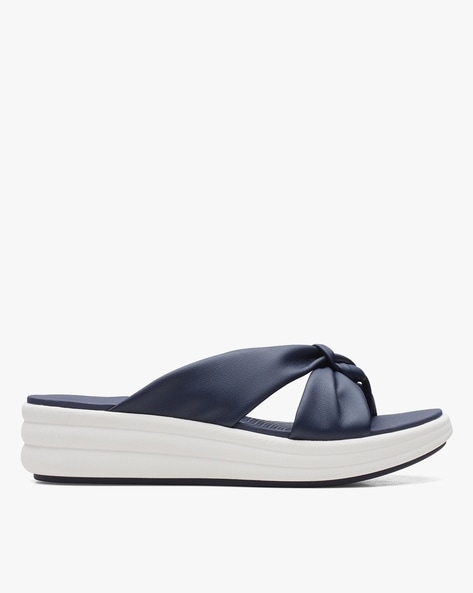 Clarks navy hot sale wedge sandals