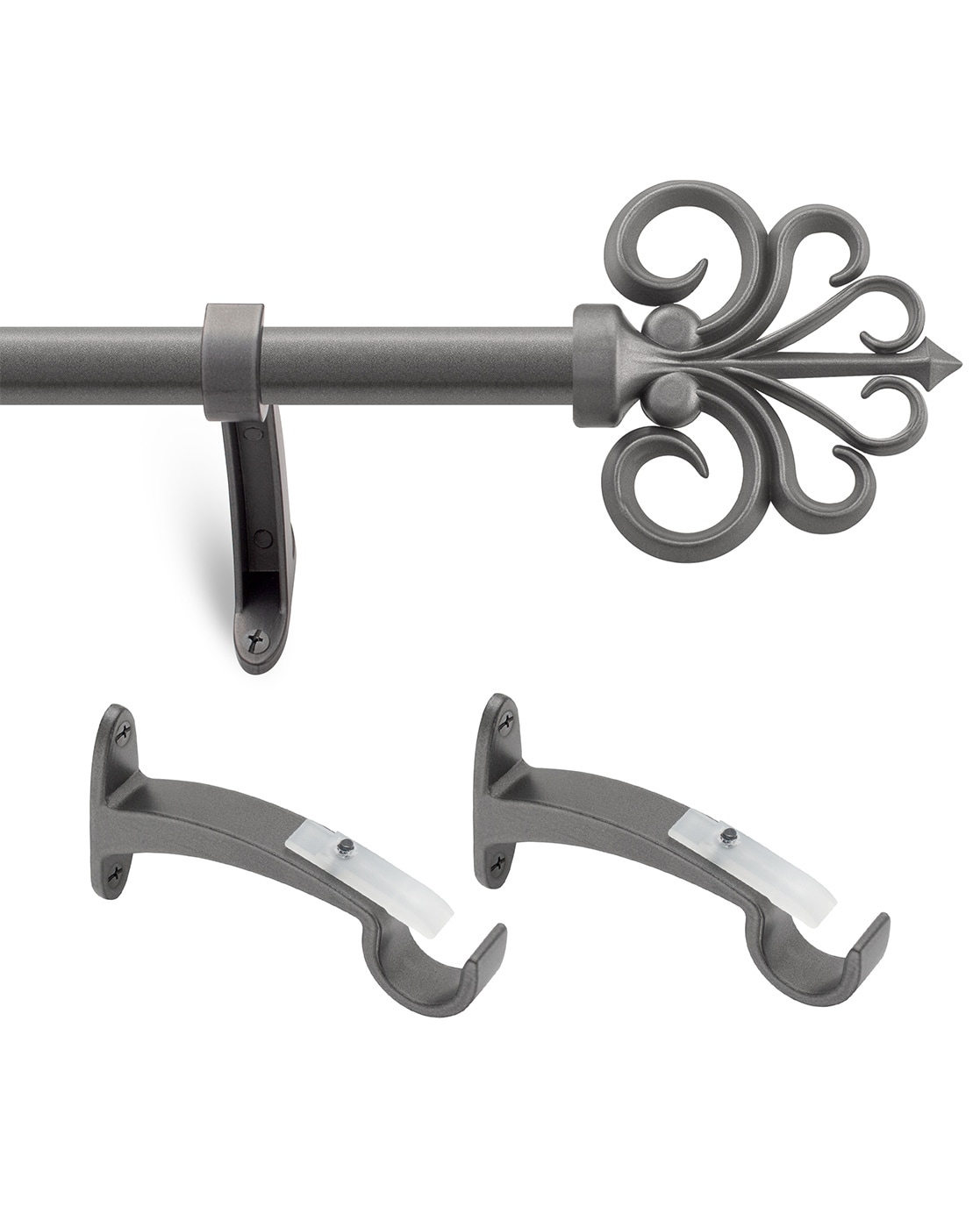 Adjustable Curtain Rod with Finials & Brackets