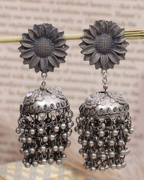 Buy online Silver Plated Design Oxidized Jhumka Earrings from Imitation  Jewellery for Women by Saraf Rs Jewellery for ₹499 at 81% off | 2024  Limeroad.com
