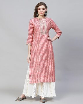 Leheriya Print Straight Kurta