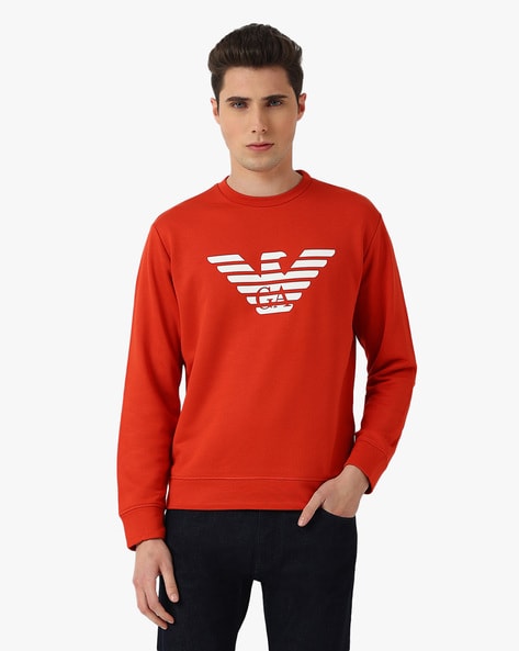 Buy EMPORIO ARMANI Blended Regular Fit Sweatshirt Orange Color