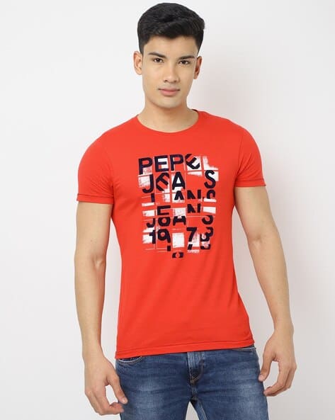 Pepe Jeans Regular Fit Axe Brand Print Crew-Neck T-Shirt