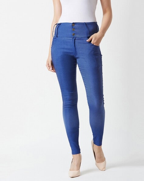 Women Solid Blue Denim Jeggings