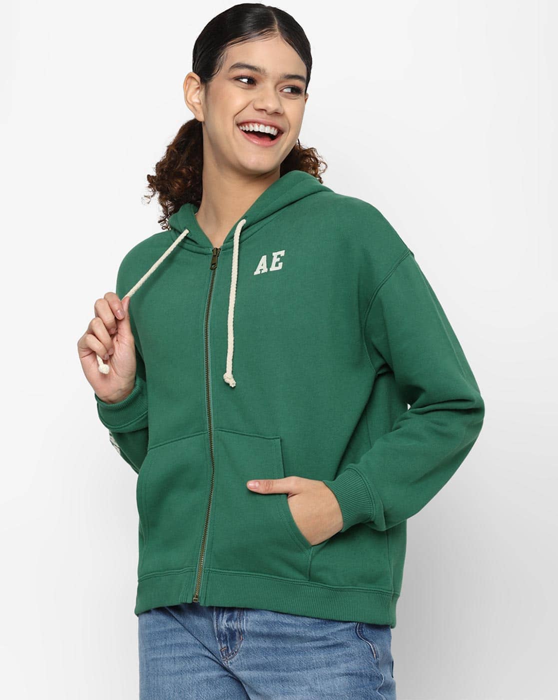 Brand Print Zip-Front Hoodie