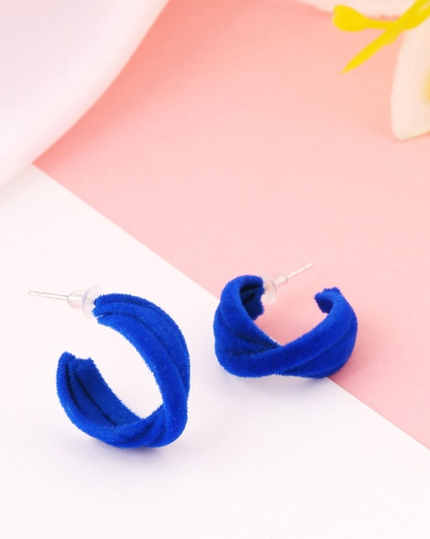 Loop Crochet Earring Blue - Authentic Handcrafted Products by Indian Women  Artists