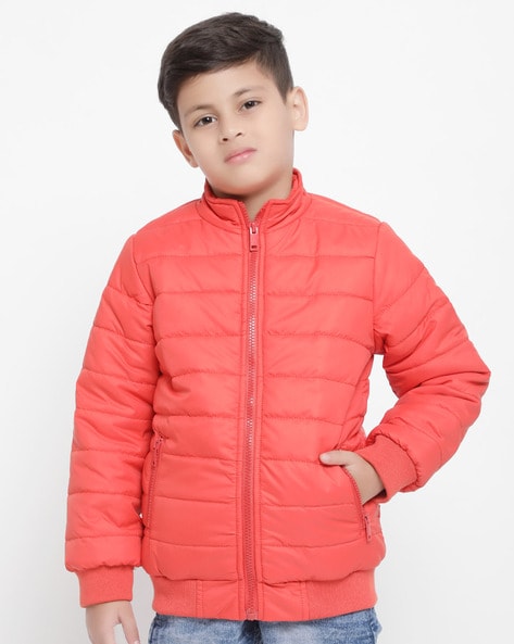 Orange puffer store jacket boys