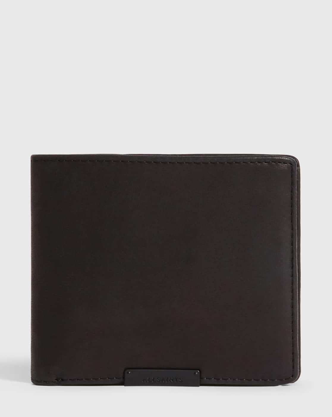 Buy ALL SAINTS Leather Blyth Bi-Fold Wallet | Black Color Men