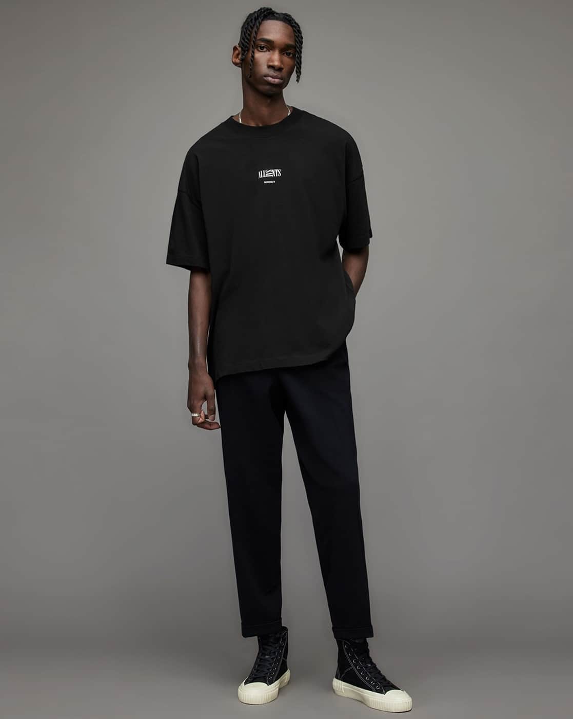 Buy ALL SAINTS Burman Organic Cotton Loose Fit T-Shirt | Jet Black