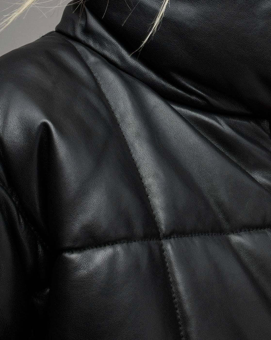Petra Leather Puffer Jacket Black