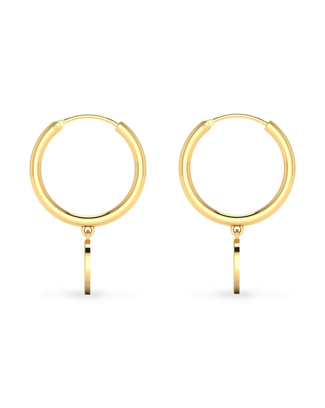 14K Yellow Gold Hinged 2mm Hoop Earrings, 22mm Diameter Polished Finish -  Walmart.com