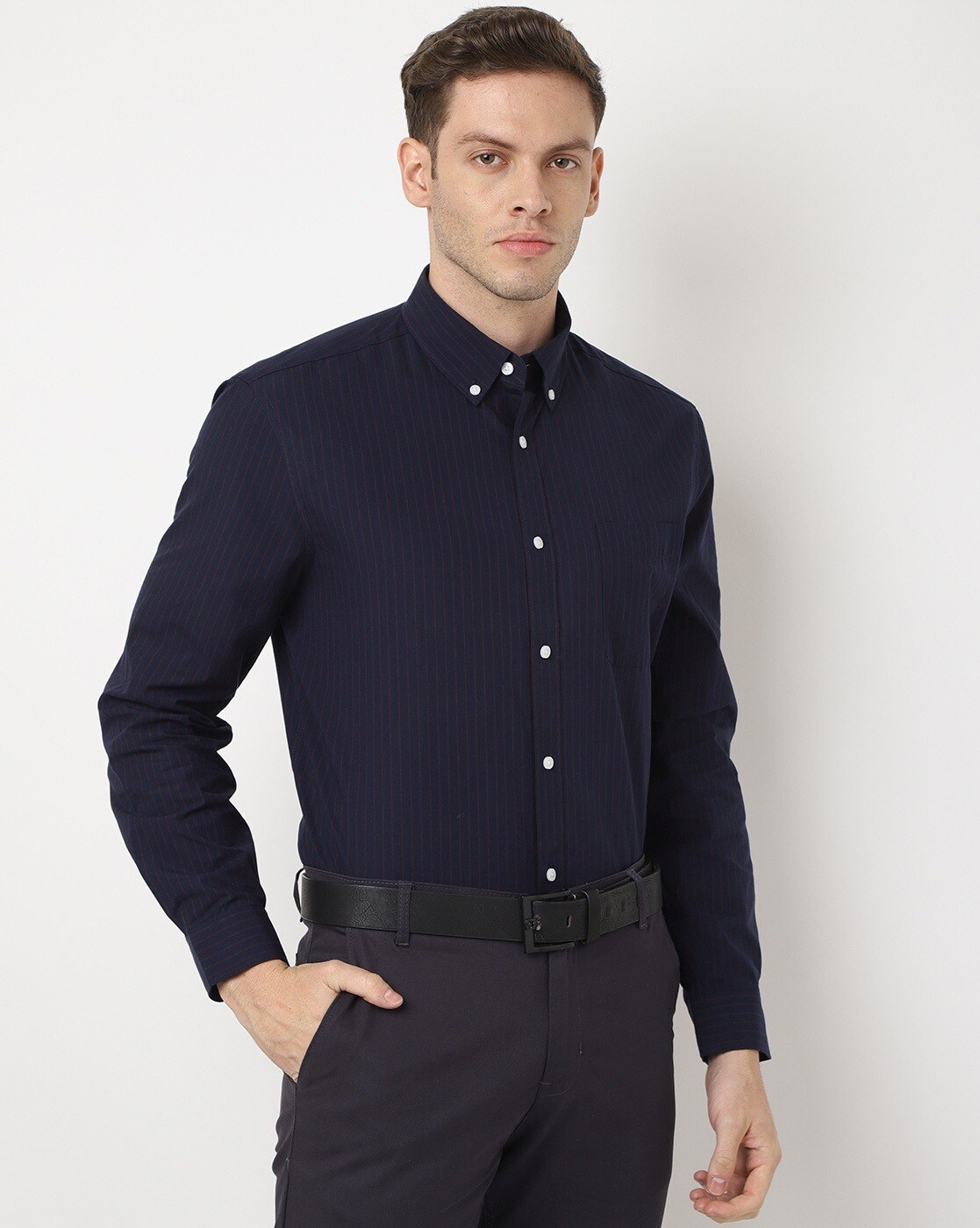 Buy Men's Panel Navy Designer Shirt Online | SNITCH