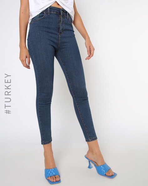 Buy Women's High Rise Dark Blue Jeans Online Numero Uno, 47% OFF