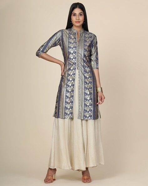 Long straight kurtis with on sale palazzo