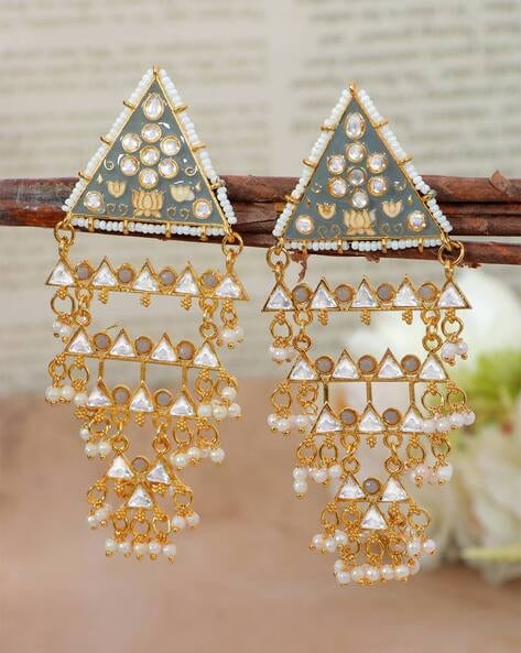 Buy wholesale 14K yellow gold earrings with white round zirconia