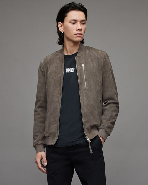 All saints suede outlet bomber jacket