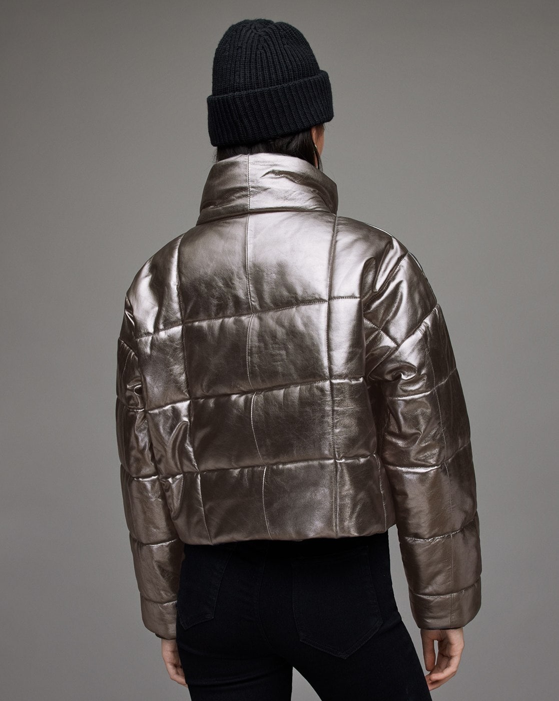 Petra Metallic Leather Puffer Jacket