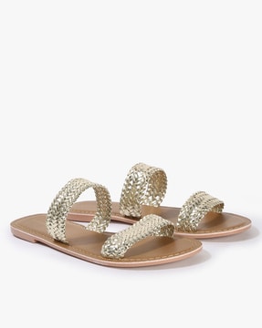 Buy Gold Flat Sandals for Women by Svrnaa Online Ajio