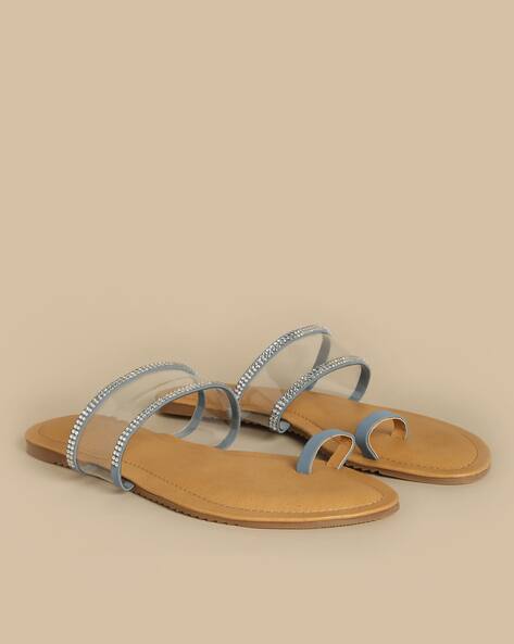 Embellished Toe-Ring Flat Sandals