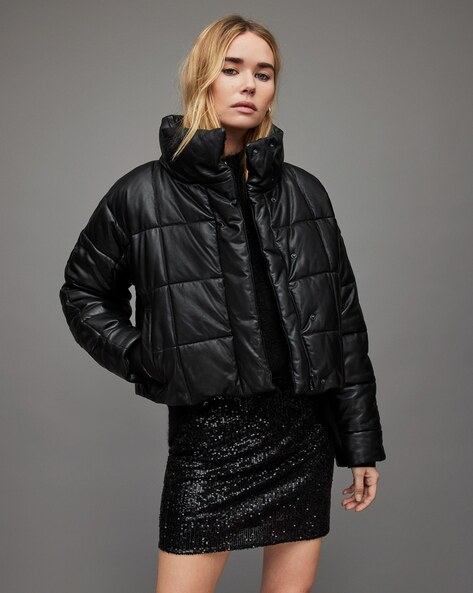 ALLSAINTS Mercer Leather Puffer Jacket in Black | Endource