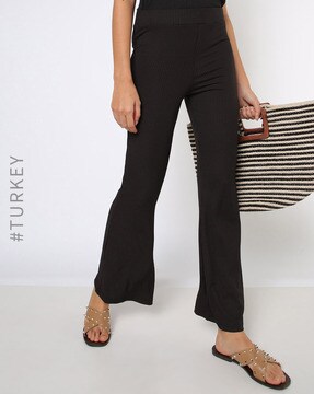 Buy Gina Tricot Flare Jersey Trousers - Black