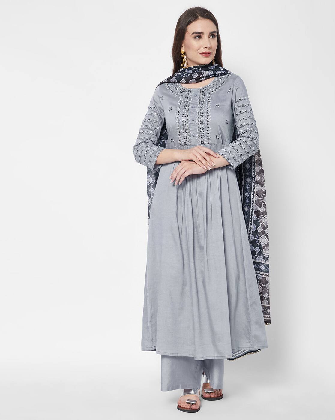 Buy Grey Kurta Suit Sets for Women by HEEPOSH Online | Ajio.com