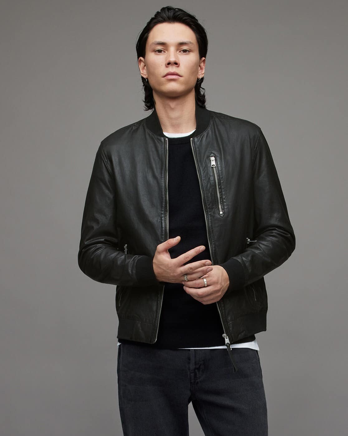 ALLSAINTS UTILITY LTHR BOMBER牛革（Black） -1117Wx1400H-469405955-black-