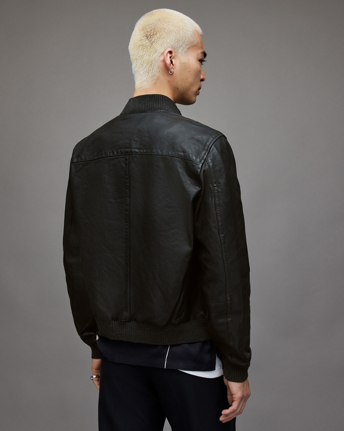 All saints leather sale bomber jacket