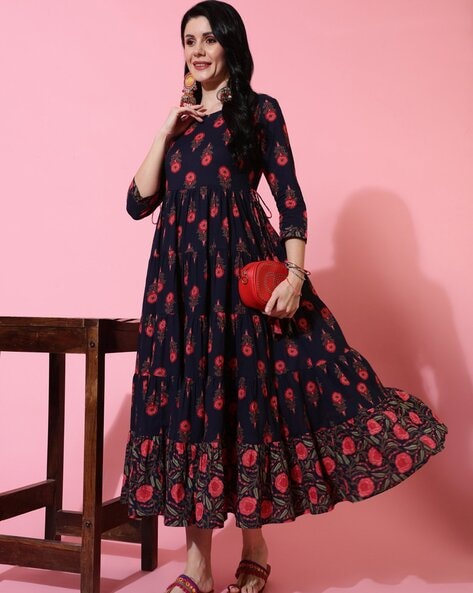 GULMOHAR JAIPUR Floral Printed Angrakha Kurta Price in India, Full  Specifications & Offers | DTashion.com