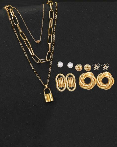 Jewels galaxy Gold-Plated Necklace & Earrings Set