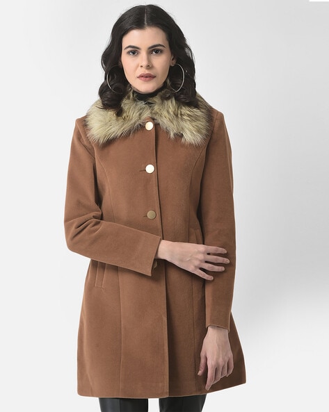 Trench coat with hot sale fur collar