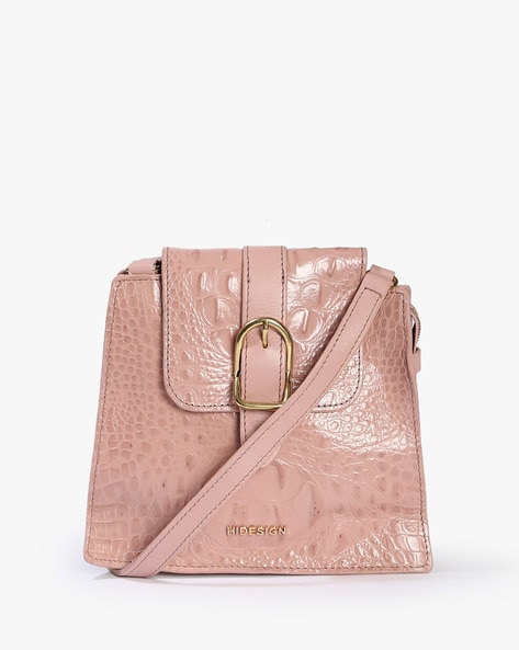 HIDESIGN Croc-Embossed Leather Sling Bag For Women (Pink, OS)