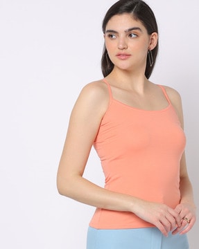 Buy Envie Women's Basic Solid Cotton Camisole Girls Scoop Neck Slip with  Adjustable and Detachable Soft Strap/Ladies Stylish Casual Cami Tank Top.  Online In India At Discounted Prices