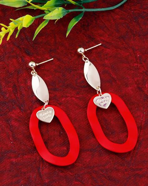 Red Beaded Heart Drop Earrings | My Doris | Lisa Angel