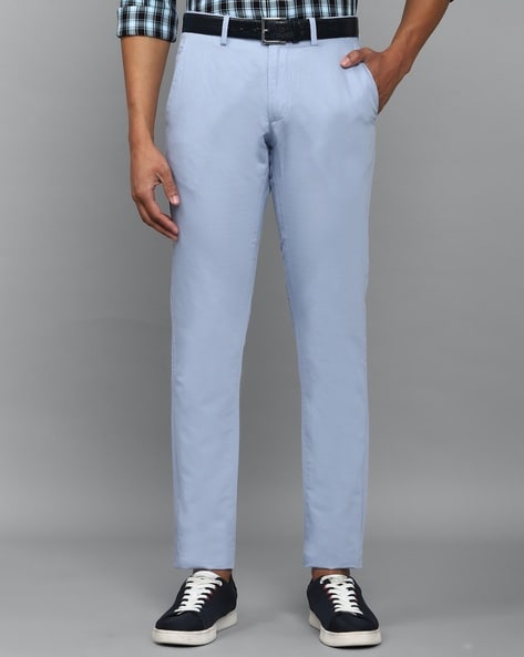 Buy ALLEN SOLLY Blue Printed Cotton Blend Regular Mens Trousers | Shoppers  Stop